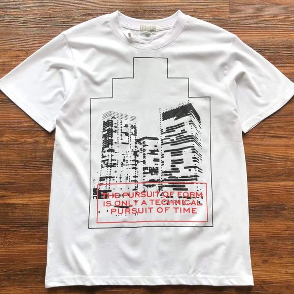 CAVERMPT Tops - Cavermpt White Short Sleeve City Skyscraper Print T-Shirt